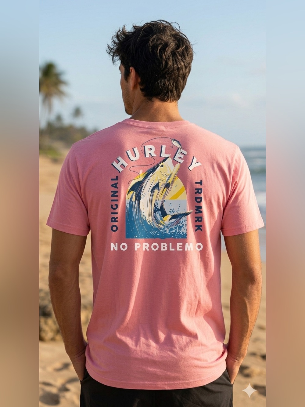 Hurley Pink Fishing “No Problemo” Graphic Tee men’s XXL​